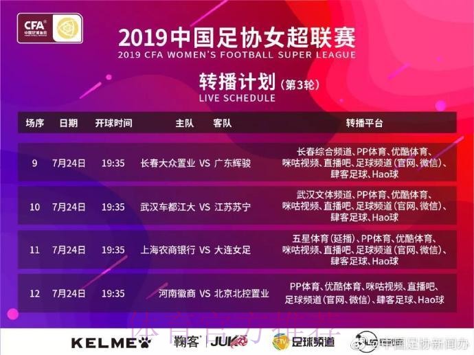 敢热爱 耀出色 | 2019女超联赛第二轮赛事预告